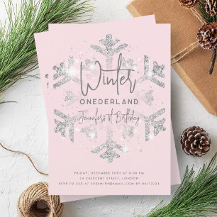 Zilveren Winter ONEDERLAND Verjaardag Glitter Blus Kaart