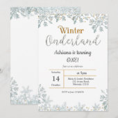 Zilveren Winter Onederland Verjaardag Uitnodiging (Voorkant / Achterkant)