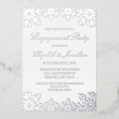 Zilveren Winter Sneeuwvlok Verlovingsfeest Folie Uitnodiging (Voorkant)