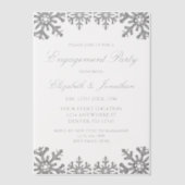 Zilveren Winter Sneeuwvlok Verlovingsfeest Vellum Uitnodigingen (Voorkant)