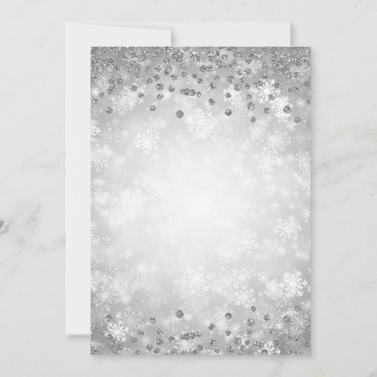 Zilveren Winter Sneeuwvlokken Bedrijf Red Ribbon Kaart (Achterkant)