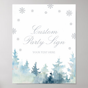 Zilveren Winter Wonderland Aangepast Feestbord Poster