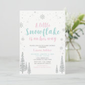 Zilveren Winter Wonderland, Baby Shower / Feestje Kaart (Staand voorkant)