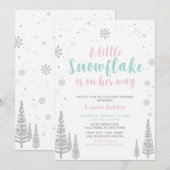 Zilveren Winter Wonderland, Baby Shower / Feestje Kaart (Voorkant / Achterkant)