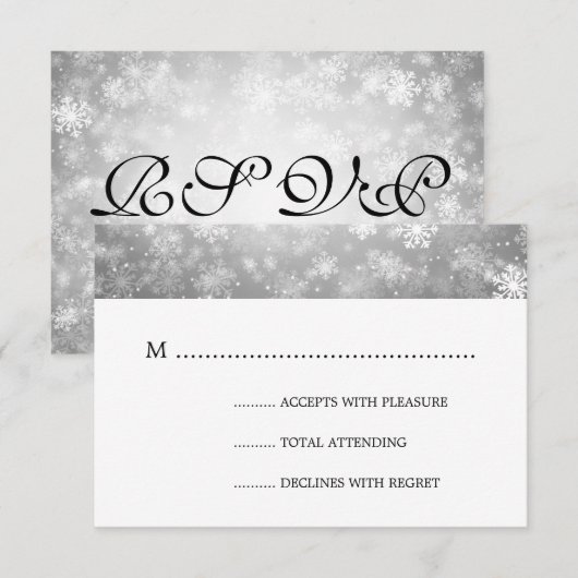 Zilveren Winter Wonderland Elegante bruiloft RSVP (Voorkant / Achterkant)