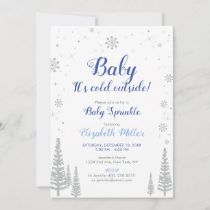 Zilveren Winter Wonderland - Jongens Baby Sprinkle Kaart