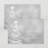 Zilveren Winter Wonderland Kerstbruiloft RSVP Kaartje (Voorkant / Achterkant)