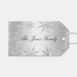 Zilveren Winter Wonderland Kerstmis Cadeaulabel