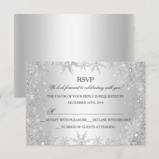 Zilveren Winter Wonderland Kerstvakantie RSVP (Voorkant / Achterkant)
