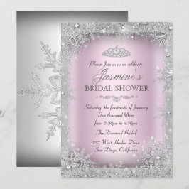 Zilveren Winter Wonderland Roze Bruidsdouche Kaart
