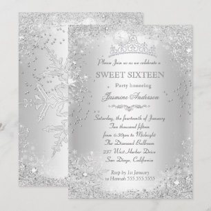 Zilveren Winter Wonderland Sweet 16 Tiara Kaart
