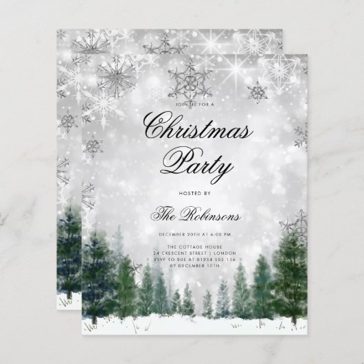 Zilveren Winter Wonderland Uitnodigen Programma Me (Voorkant / Achterkant)