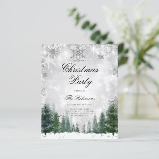Zilveren Winter Wonderland Uitnodigen Programma Me (Staand voorkant)