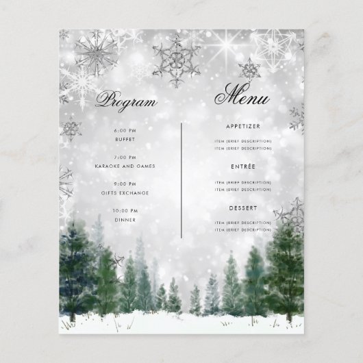 Zilveren Winter Wonderland Uitnodigen Programma Me (Achterkant)