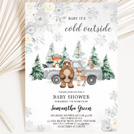 Zilveren Winter Woud Baby Shower Kaart