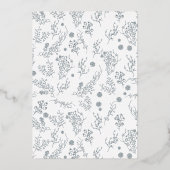 Zilveren winterbessen met folie voor de bruiloft folie uitnodiging (Achterkant)