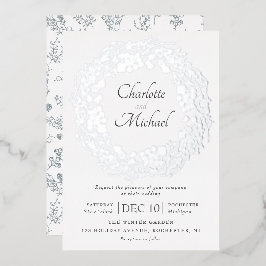 Zilveren winterbessen met folie voor de bruiloft uitnodiging