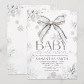 Zilveren Winteren Boog Het Is Koud Buiten Baby Sho Kaart (Voorkant / Achterkant)