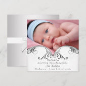 Zilveren Wit Baby Meisje Foto Aankondiging Geboort (Voorkant / Achterkant)