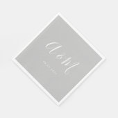 Zilveren Wit Elegant Monogram Bruiloft Servet (Hoek)