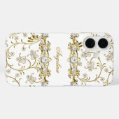 Zilveren Wit Goud Diamanten Juweel Bloemen Case-Mate iPhone Case (Achterkant (horizontaal))