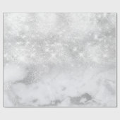 Zilveren Wit Grijs Marmeren Stenen Borstels Vonk Cadeaupapier (Vlak)