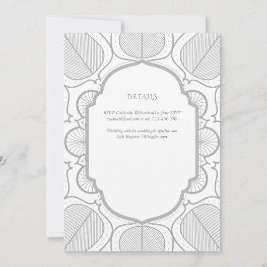 Zilveren Wit  Katholiek Nuptial Mass Bruiloft Kaart (Achterkant)