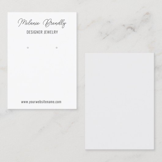 Zilveren Wit Moderne Chique Sieraden Oorbel Displa Visitekaartje (Voorkant / Achterkant)