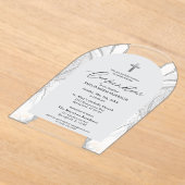 Zilveren Witte Agaat Bevestiging Modern Elegant Acryl Uitnodigingen (Laagn)