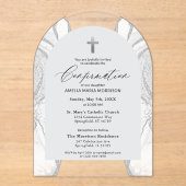 Zilveren Witte Agaat Bevestiging Modern Elegant Acryl Uitnodigingen (Voorkant)