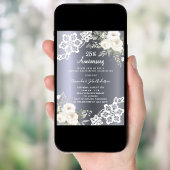 Zilveren witte bloemen 25e trouwdag kaart