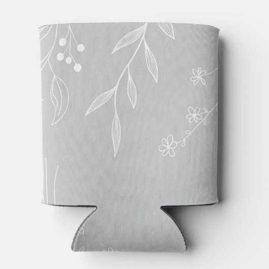 Zilveren witte bloemen Boho bruiloft Blikjeskoeler (Achterkant)