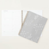 Zilveren witte bloemen Boho bruiloft Planner (Display)
