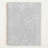 Zilveren witte bloemen Boho bruiloft Planner (Voorkant)
