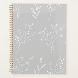 Zilveren witte bloemen Boho bruiloft Planner