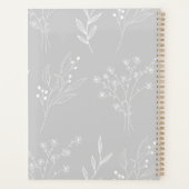 Zilveren witte bloemen Boho bruiloft Planner (Achterkant)