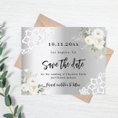 Zilveren witte bloemen bruiloft Save the Date Flyer