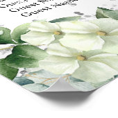 Zilveren witte bloemen bruiloft zitkaart poster (Hoek)