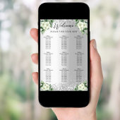 Zilveren witte bloemen bruiloft zitkaart poster