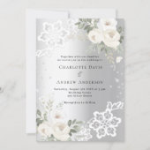 Zilveren witte bloemen diamanten bruiloft kaart (Voorkant)