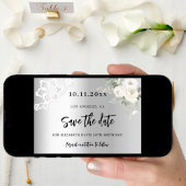 Zilveren witte bloemen kant verjaardag save the date