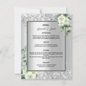 Zilveren witte bloemen trouwkaart kaart (Voorkant)