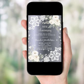 Zilveren witte bloemetjes 60e trouwdag kaart