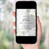 Zilveren witte bloemetjes 60e trouwdag kaart