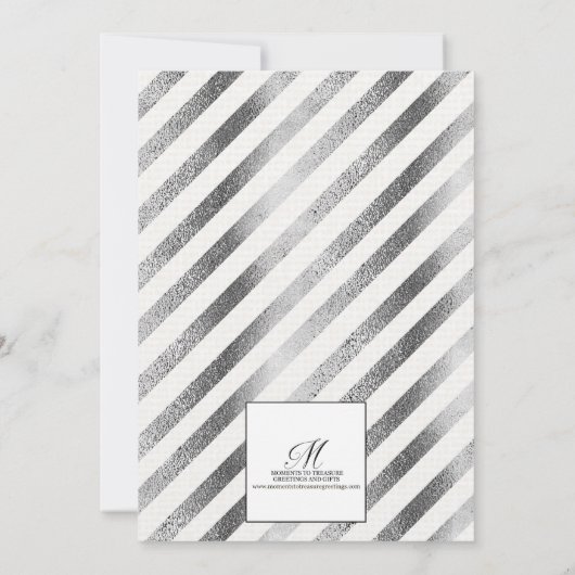 Zilveren Witte Bloemige 25e Huwelijksverjaardag Kaart (Achterkant)