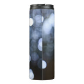 Zilveren, witte bokeh nacht achtergrond. thermosbeker (Achterkant)