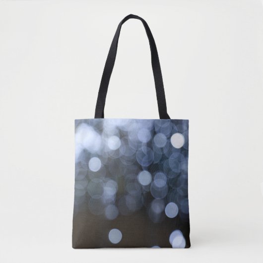 Zilveren, witte bokeh nacht achtergrond. tote bag (Voorkant)
