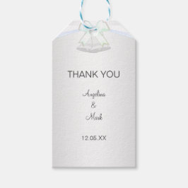 Zilveren Witte Bruiloft Cadeaulabel