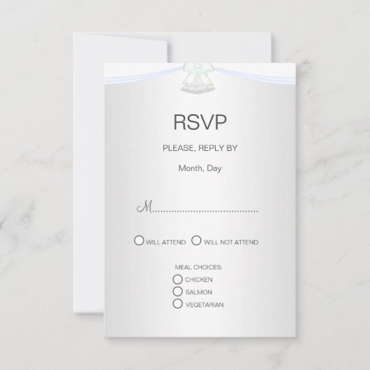 Zilveren Witte Bruiloft RSVP Kaartje (Voorkant)