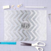 Zilveren Witte Chevron Glans Monogram Letter Initi Tissuepapier (Craft)